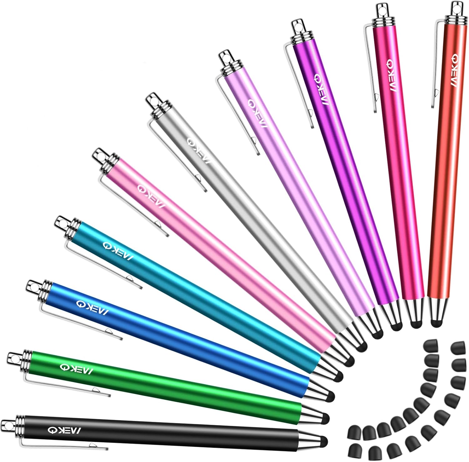 Stylus Pens for Touchscreens,MEKO 10 Pack Thin Rubber Tip Stylus Replaceable Tip Feature Bundle W/ 20 Pcs Replacement Tips for iPad iPhone Tablets Smartphone&All Touch Screen Devices(10 Stylus+20Tips)-1