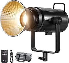 Neewer CB300B 320W LED Video Light with 2.4G/APP Remote Control, All Metal Bi Color COB Continuous Output Lighting with Bowens Mount 150000lux/1m 2700K-6500K CRI/TLCI97+ 12 Effects for Video Recording