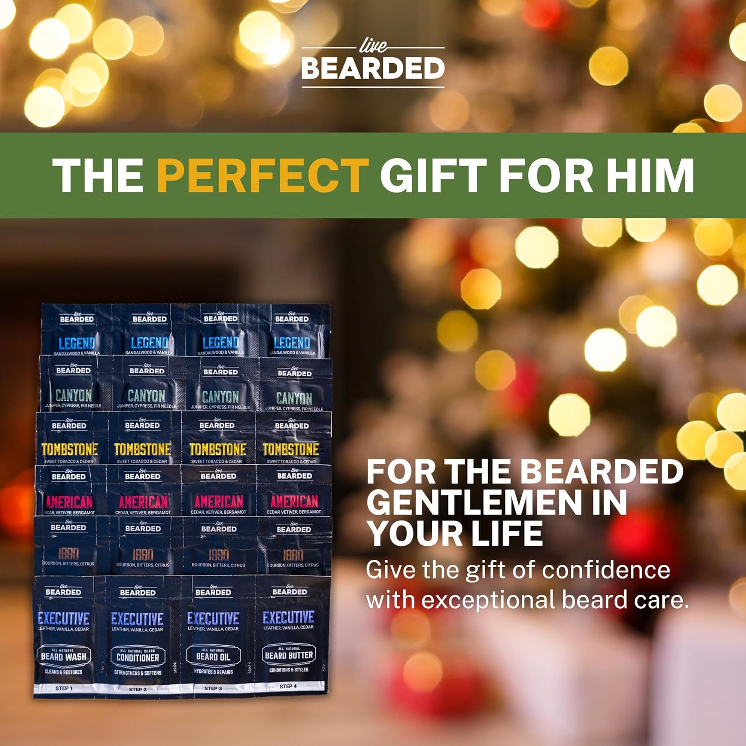 Live Bearded All-Natural Men's Beard Grooming Kit Sample Pack - Discover Your Signature Scent with 6 Different Fragrances, Includes Oil, Beard Butter, Wash, Conditioner, Wooden Comb & Bonus Gift-4