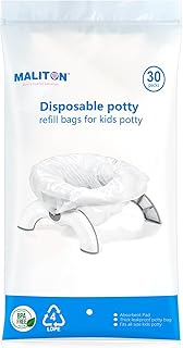 [30 Counts] Disposable Potty Bags for Toddler Portable Toilet, Travel Potty Liners fit for OXO Tot 2-in-1 Go Potty, Maliton Potty Training Bags fit Most Kids Portable Potty