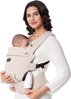 Momcozy Baby Carrier Newborn to Toddler - Ergonomic, Cozy and Lightweight Infant Carrier for 7-44lbs, Effortless to Put On, Ideal for Hands-Free Parenting, Enhanced Lumbar Support, Khaki