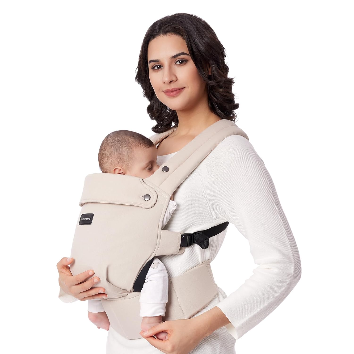 Momcozy Baby Carrier Newborn to Toddler - Ergonomic, Cozy and Lightweight Infant Carrier for 7-44lbs, Effortless to Put On, Ideal for Hands-Free Parenting, Enhanced Lumbar Support, Khaki-0