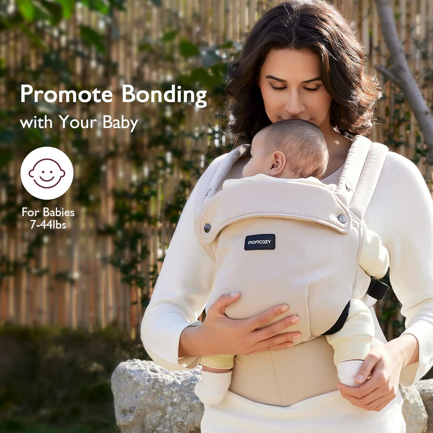 Momcozy Baby Carrier Newborn to Toddler - Ergonomic, Cozy and Lightweight Infant Carrier for 7-44lbs, Effortless to Put On, Ideal for Hands-Free Parenting, Enhanced Lumbar Support, Khaki-1