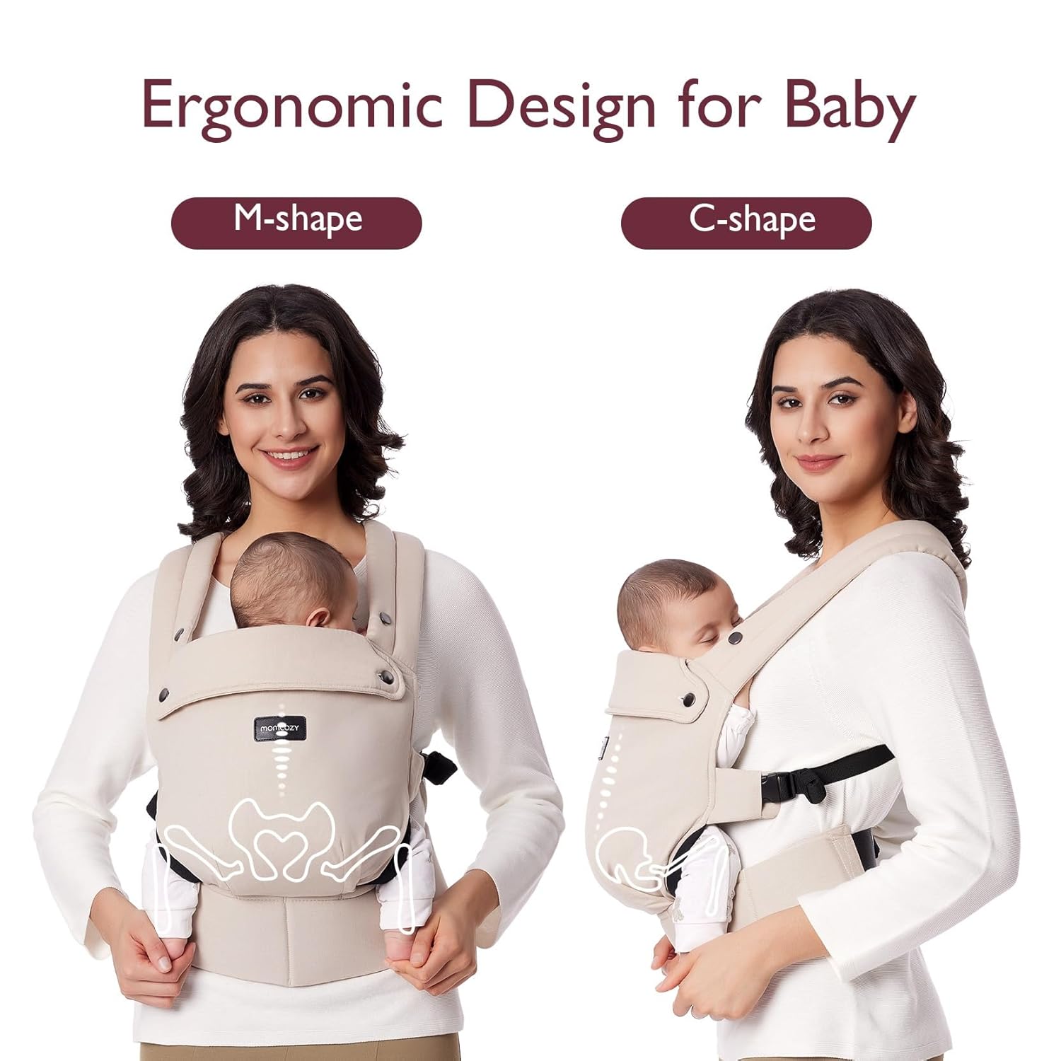 Momcozy Baby Carrier Newborn to Toddler - Ergonomic, Cozy and Lightweight Infant Carrier for 7-44lbs, Effortless to Put On, Ideal for Hands-Free Parenting, Enhanced Lumbar Support, Khaki-2