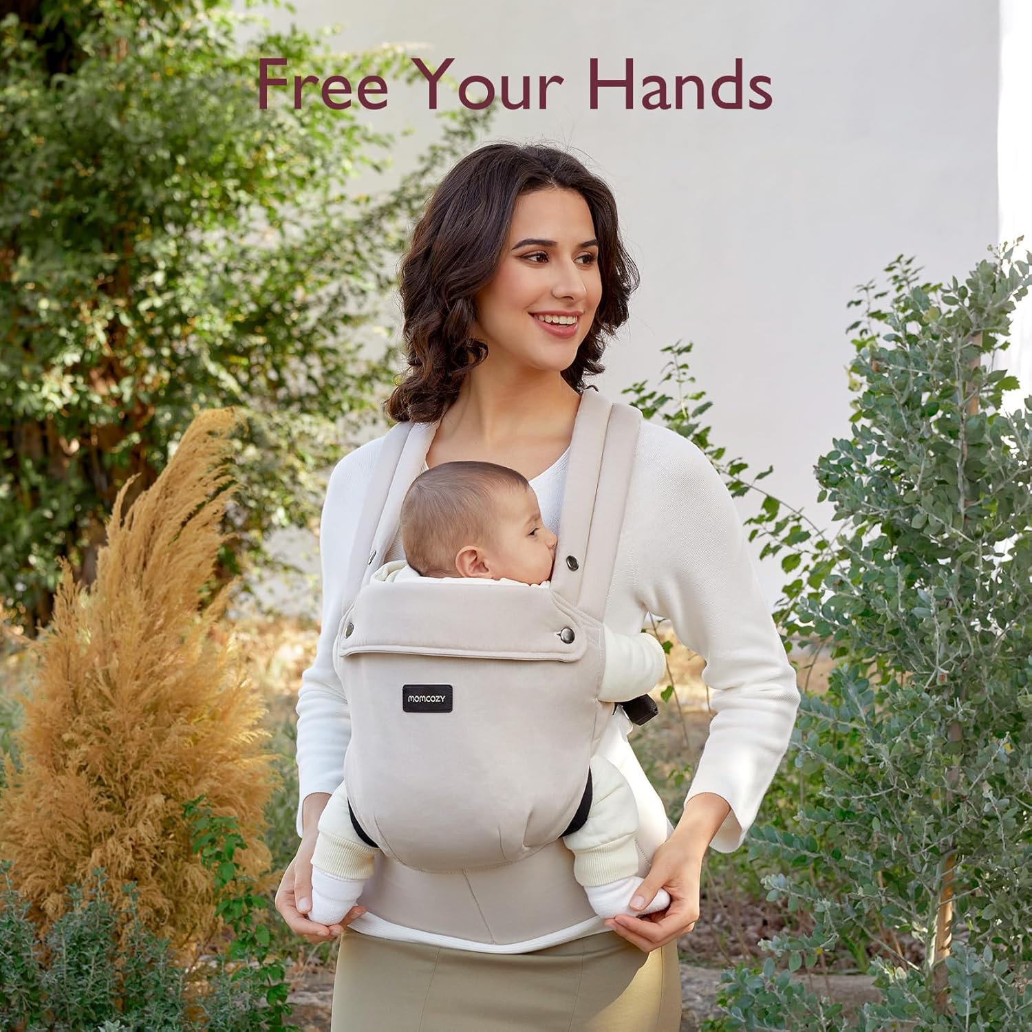 Momcozy Baby Carrier Newborn to Toddler - Ergonomic, Cozy and Lightweight Infant Carrier for 7-44lbs, Effortless to Put On, Ideal for Hands-Free Parenting, Enhanced Lumbar Support, Khaki-7