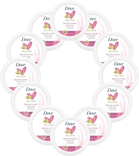 Dove Nourishing Body Care, Face, Hand, and Body Beauty Cream for Normal to Dry Skin Lotion for Women with 24-Hour Moisturization, 12-Pack, 2.53 Oz Each Jar