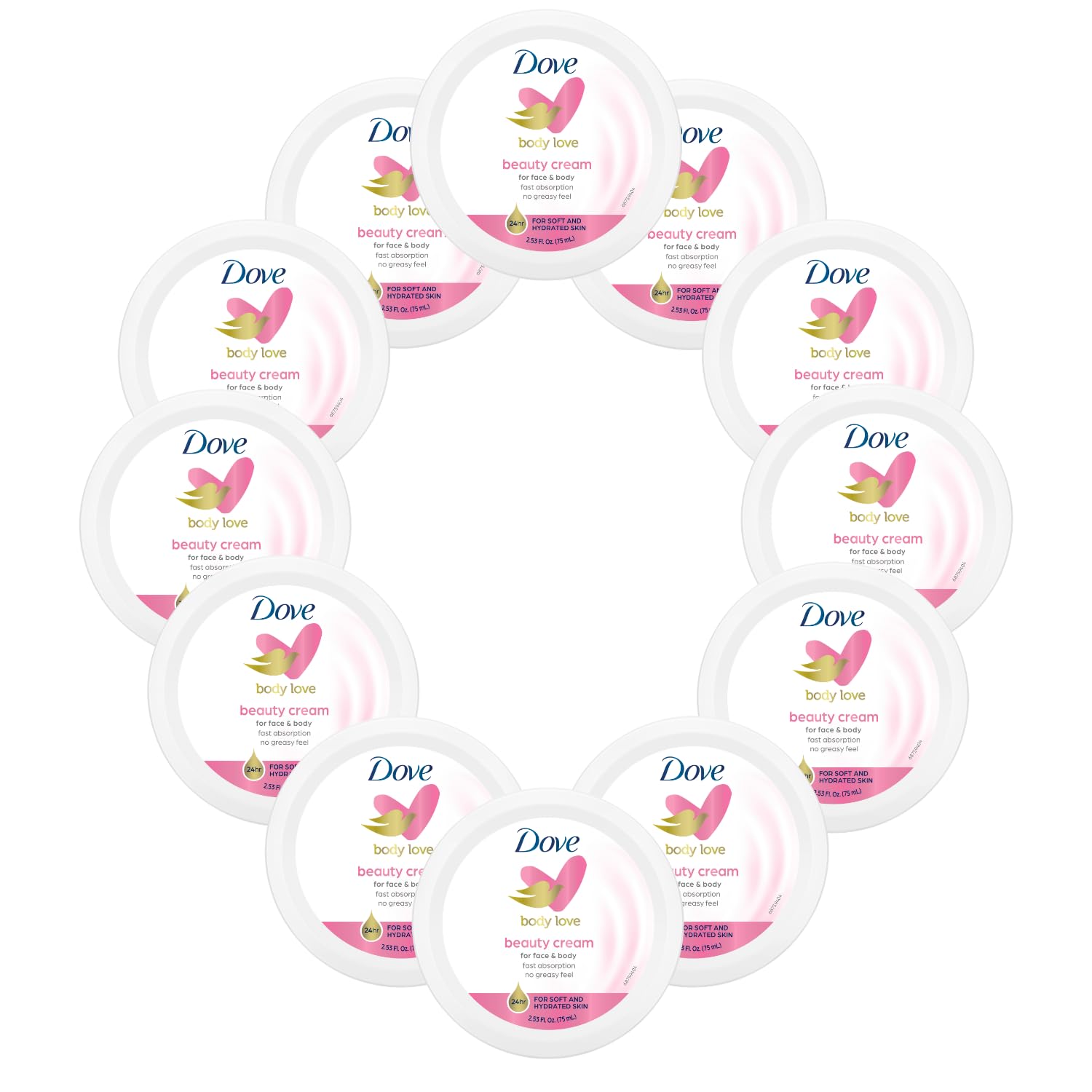 Dove Nourishing Body Care, Face, Hand, and Body Beauty Cream for Normal to Dry Skin Lotion for Women with 24-Hour Moisturization, 12-Pack, 2.53 Oz Each Jar-0