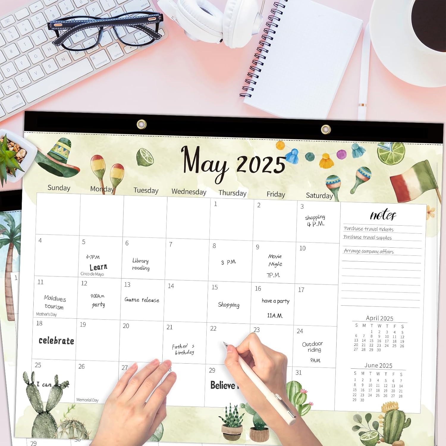 GuassLee Monthly Large Desk Calendar 2025-18 Months 22" x 17" Calendar from Jan. 2025 to Jun. 2026, Large Monthly Planner with Holiday Watercolor Design for Office School Home Organizing-2