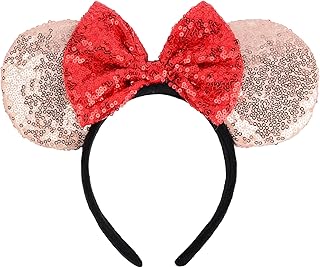 Mouse Ears Headbands Shiny Sequin Bows Hairband Hair Accessories for Christmas Holloween Cosplay Parties