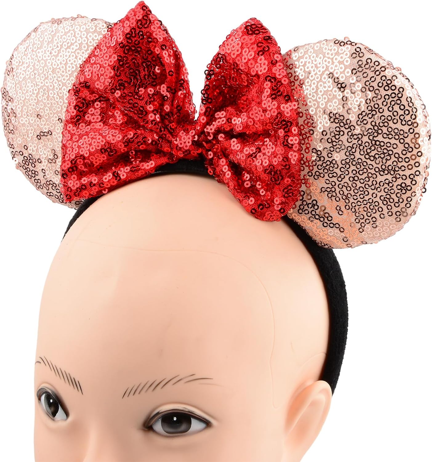 Mouse Ears Headbands Shiny Sequin Bows Hairband Hair Accessories for Christmas Holloween Cosplay Parties-6