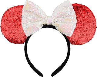 Mouse Ears Headbands Shiny Sequin Bows Hairband Hair Accessories for Christmas Holloween Cosplay Parties