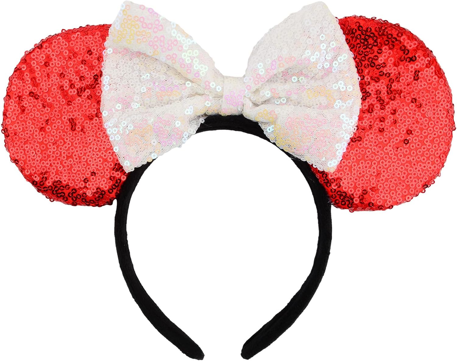 Mouse Ears Headbands Shiny Sequin Bows Hairband Hair Accessories for Christmas Holloween Cosplay Parties-0