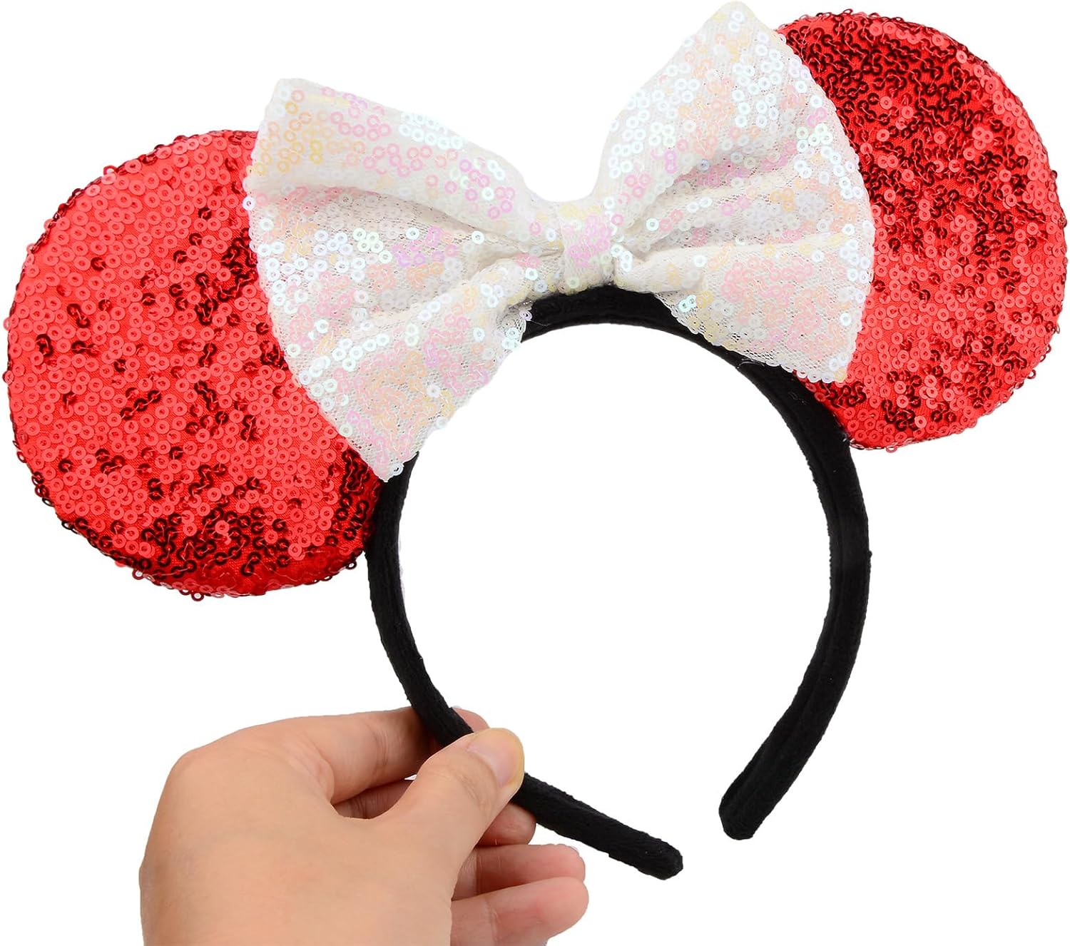 Mouse Ears Headbands Shiny Sequin Bows Hairband Hair Accessories for Christmas Holloween Cosplay Parties-5