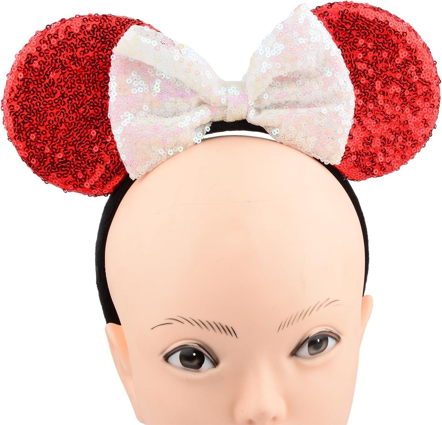 Mouse Ears Headbands Shiny Sequin Bows Hairband Hair Accessories for Christmas Holloween Cosplay Parties-7