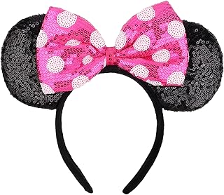 Mouse Ears Headbands Shiny Sequin Bows Hairband Hair Accessories for Christmas Holloween Cosplay Parties