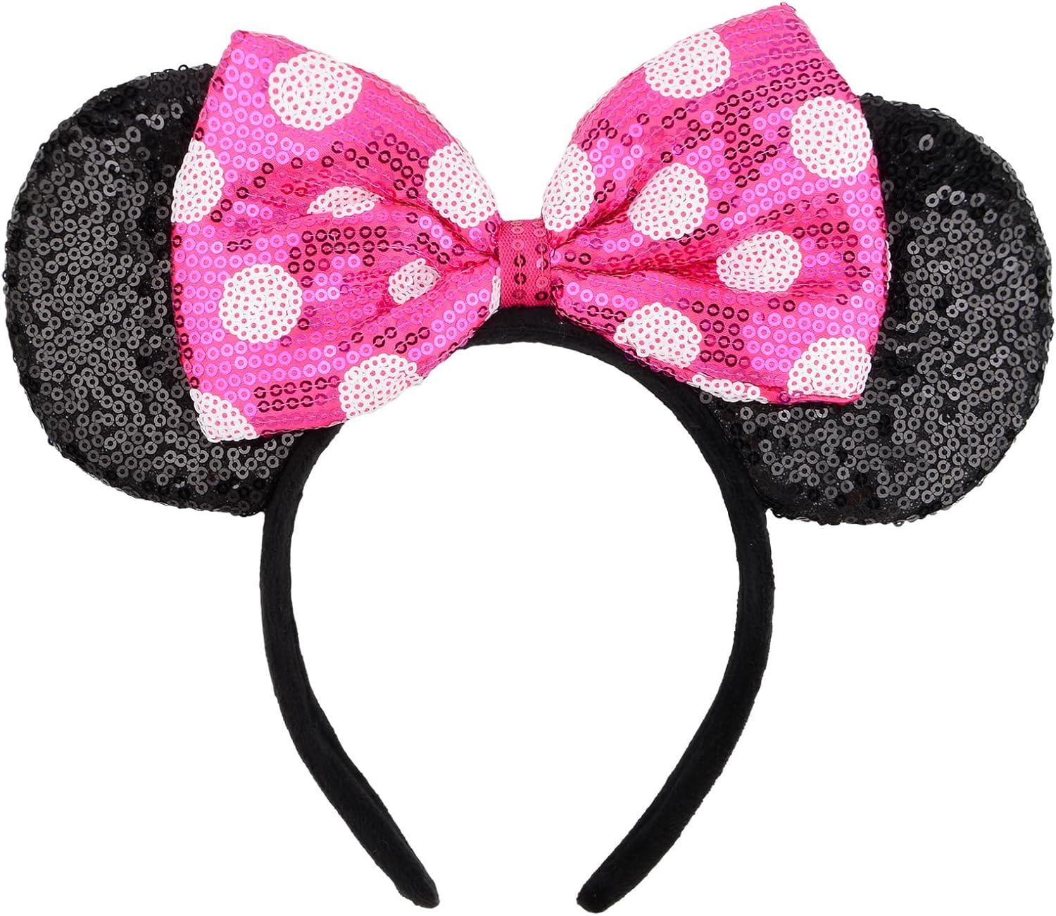 Mouse Ears Headbands Shiny Sequin Bows Hairband Hair Accessories for Christmas Holloween Cosplay Parties-0