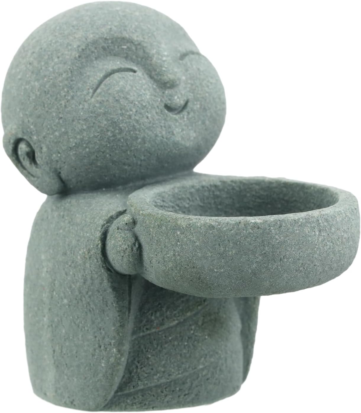 Buddha Sandstone Statues, Zen Monk Buddha Statue Praying Sculptures Ornament for Wealth Good Luck Feng Shui Decor Home Office Car Decoration (Jizo Monk)-0