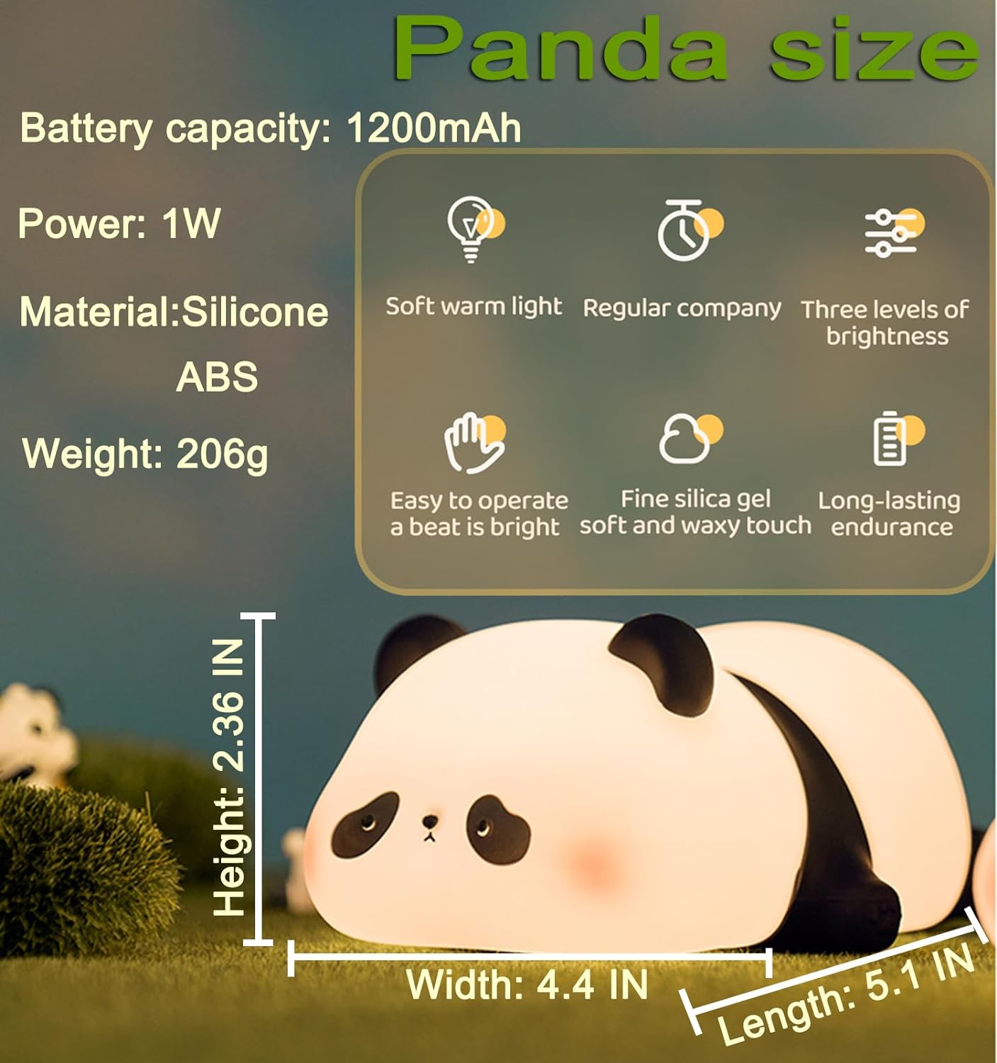 DREAMING MY DREAM Cute Panda Night Light, LED Squishy Novelty Animal Night Lamp, 3 Level Dimmable Nursery Nightlight for Breastfeeding Toddler Baby Kids Decor, Cool Gifts Kids (Panda Pangda)-5