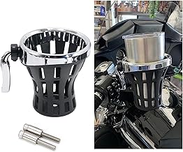 Motorcycle Handlebar Drink Cup Holder Plated and Rubber Chrome/Black Mount for Harley Davidson Passenger Water Bottle Holder with Mesh Basket for Honda Goldwing GL 1800 (102/142 MM)