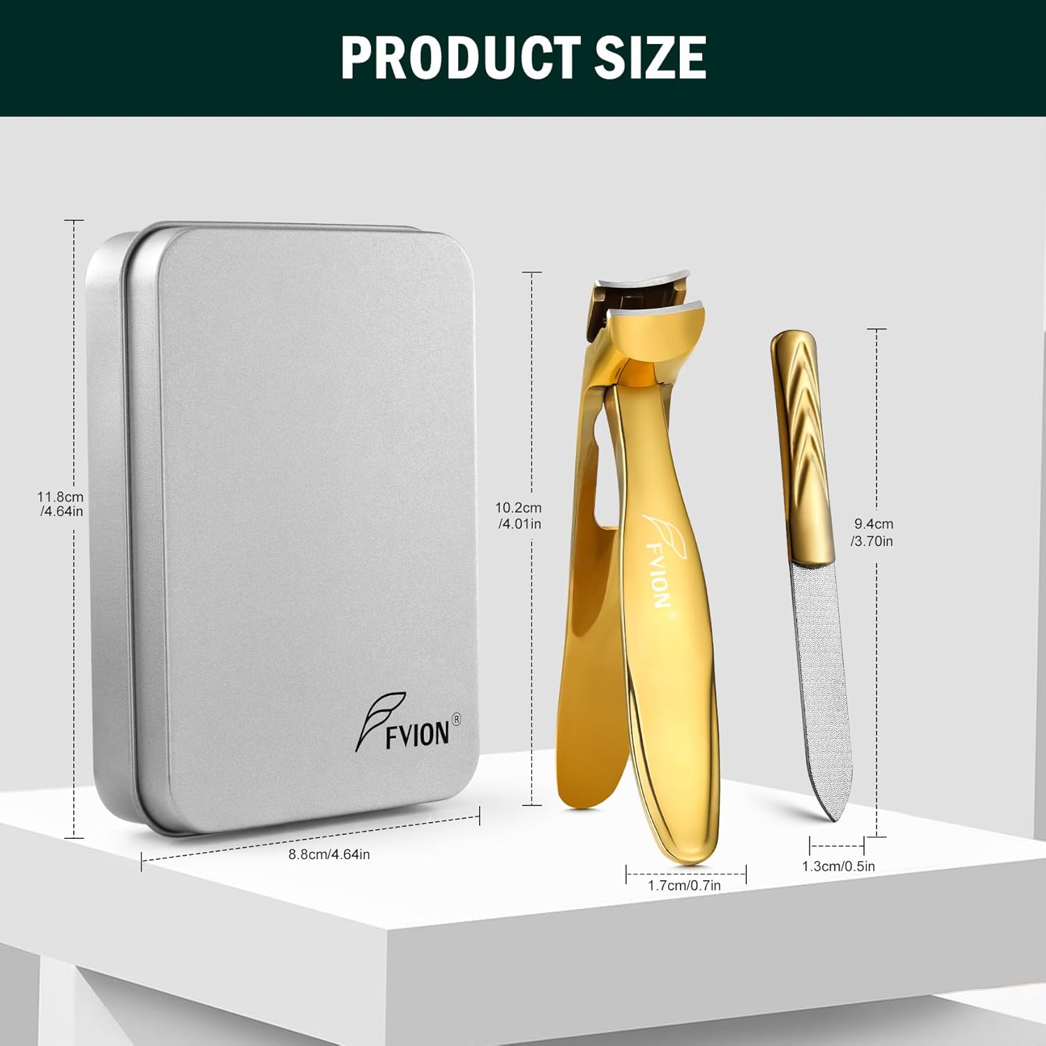 FVION Ergonomic Seniors Toenail Clippers, Curved Head Toe Nail Clippers for Thick Nails with Nail Catcher and Metal Nail File, Precision Nail Care Tool for Easier Trimming (Gold)-6