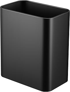 Small Metal Trash Can, 2.1 Gallon Slim Trash Can for Bathroom, Wastebasket Garbage Bin for Bedroom, Office, Kitchen, Under Sink (Matte Black)