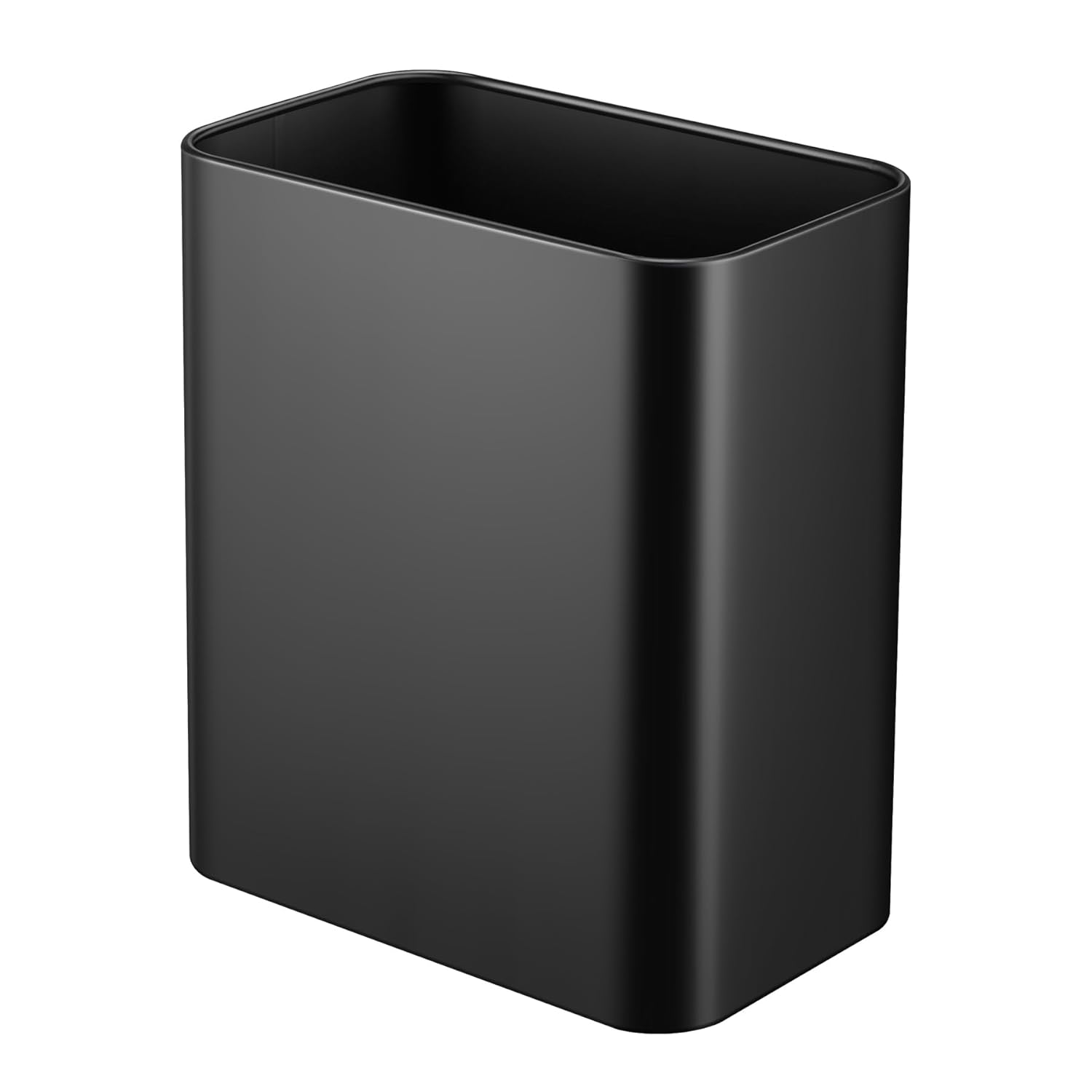 Small Metal Trash Can, 2.1 Gallon Slim Trash Can for Bathroom, Wastebasket Garbage Bin for Bedroom, Office, Kitchen, Under Sink (Matte Black)-0