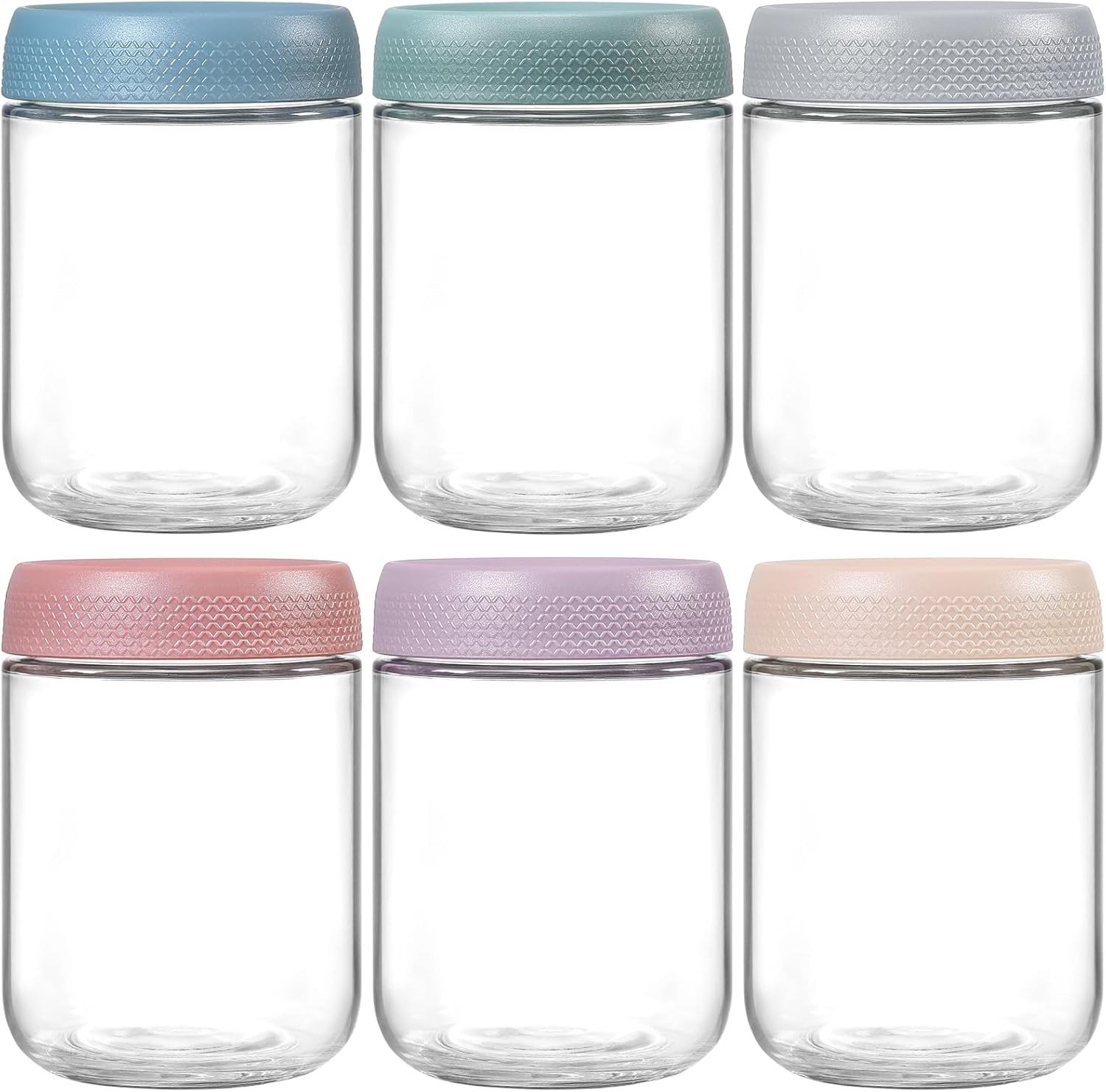 NETANY 6-pack 16 oz Overnight Oats Containers with Lids, Glass jars with Airtight Lids, Wide mouth Mason Salad jars, Glass Food Storage Containers for Snacks Yogurt Spice Sugar-0