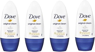 Dove Original Clean Roll On Deodorant, Aluminum Free, All Day Odor Protection, 4-Pack, 1.7 FL Oz Each, 4 Bottles