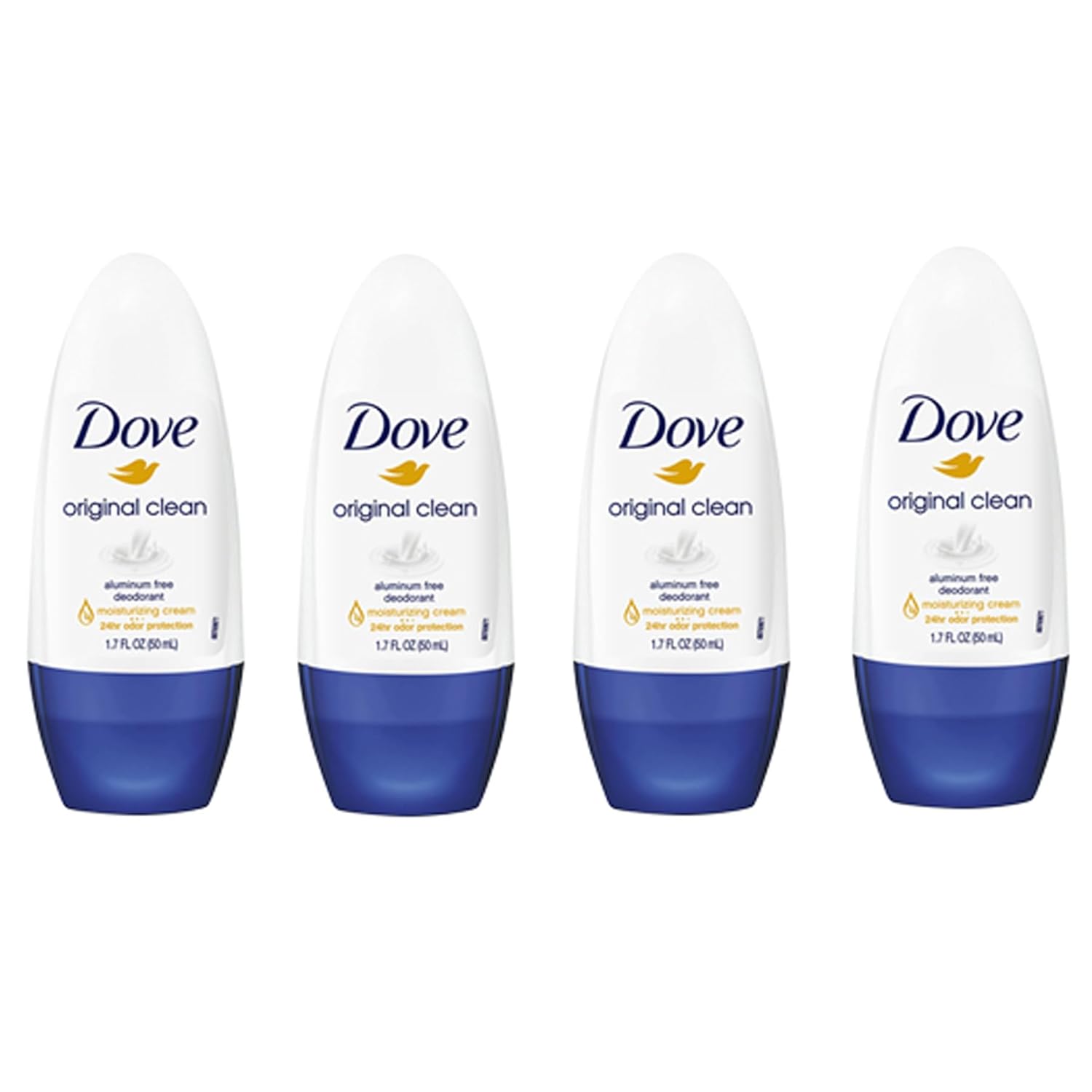 Dove Original Clean Roll On Deodorant, Aluminum Free, All Day Odor Protection, 4-Pack, 1.7 FL Oz Each, 4 Bottles-0