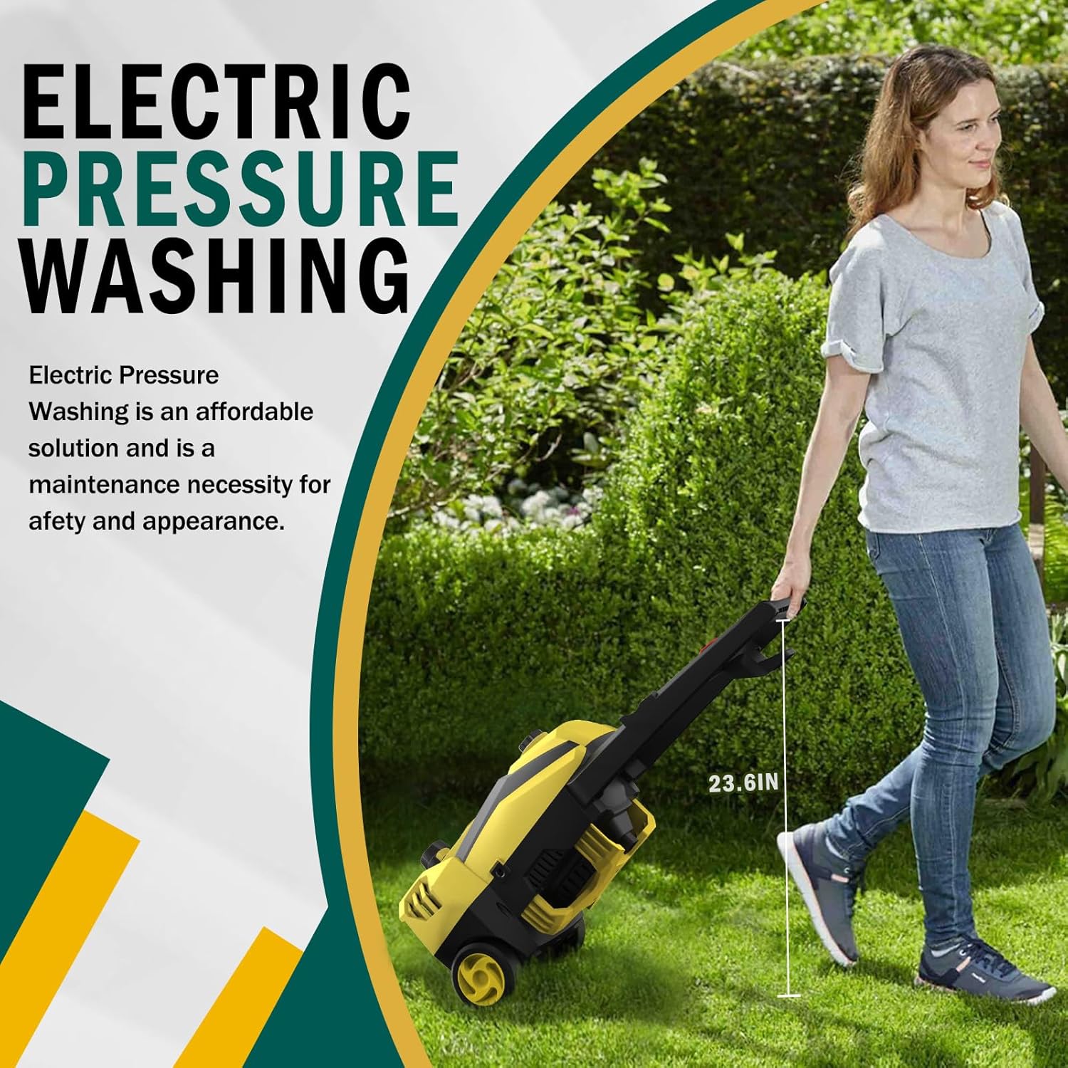 Electric Pressure Washer - 3900PSI Power Washer with Spray Gun, 20FT Hose, 35FT Power Cord, 4 Nozzles, Soap Bottle, High Pressure Washer for Driveway, Cleaning Car, Fences, Pool, Patios-1