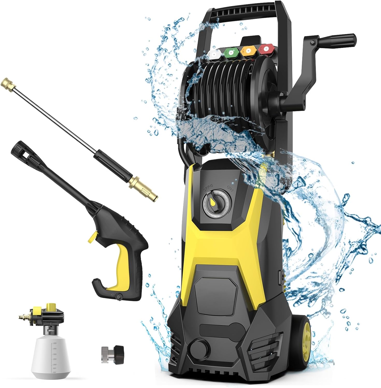 Electric Pressure Washer - 4500PSI 3.2GPM 20FT Hose 35FT Power Cord 4 Different Tips Power Washer Powerd for Patios-0