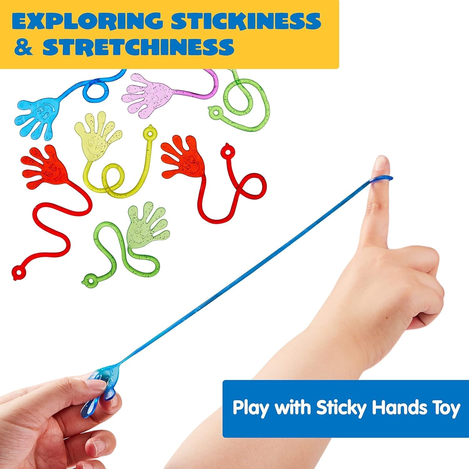 JOYIN 48Pcs Sticky Hands Party Favors, Party Table Favors Set for Kids, Holiday Traditions, Xmas Gift, Bendy Tube, Bendy Tubes, Extreme Stretch Fidget, Fun Fidget Toys for Kids-1