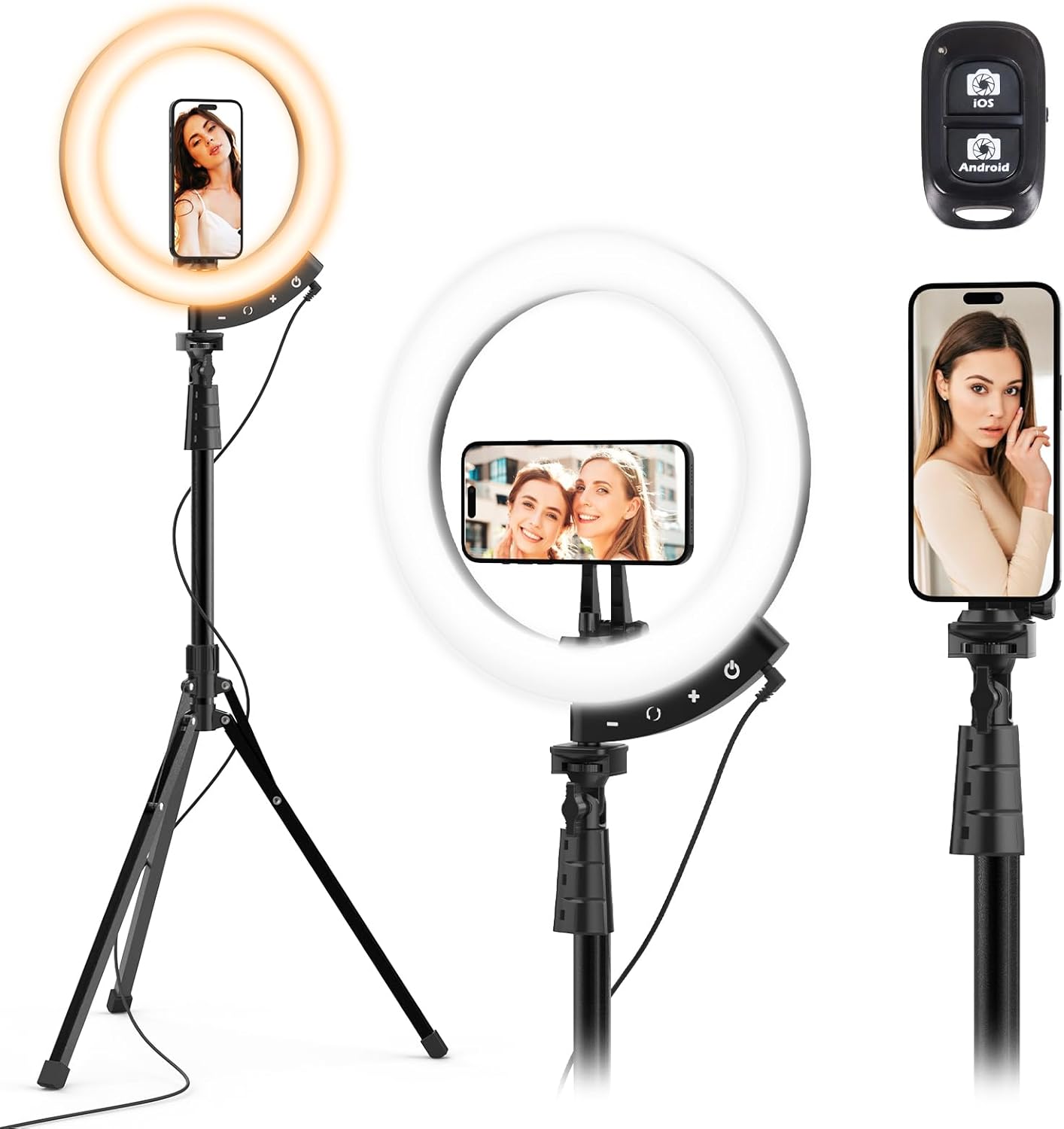 UBeesize Upgraded 12'' Ring Light with 62'' Tripod Stand and Magnetic Phone Holder,LED Selfie RingLight for iPhone with Wireless Remote,Circle Light for Tiktok/YouTube/Photography/Makeup/Live Stream-0