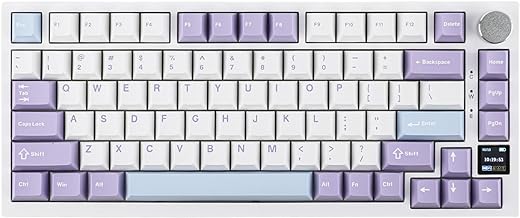 EPOMAKER Ajazz AK820 Pro 75% Mechanical Keyboard, Gasket-Mounted Gaming Keyboard with TFT Smart Display&Knob, Bluetooth 5.1/2.4G Wireless/Type-C Wired Custom Keyboard (Purple, Flying Fish Switch)