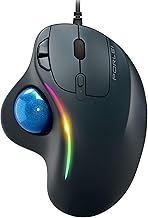 Trackball Mouse Wired, Ergonomic Comfort Design Reduces Muscle Strain, USB Plug&Play, Easy Thumb Control, Precision Tracking with 5 Adjustable DPI, RGB Rollerball Mouse Compatible for PC, Mac, Windows