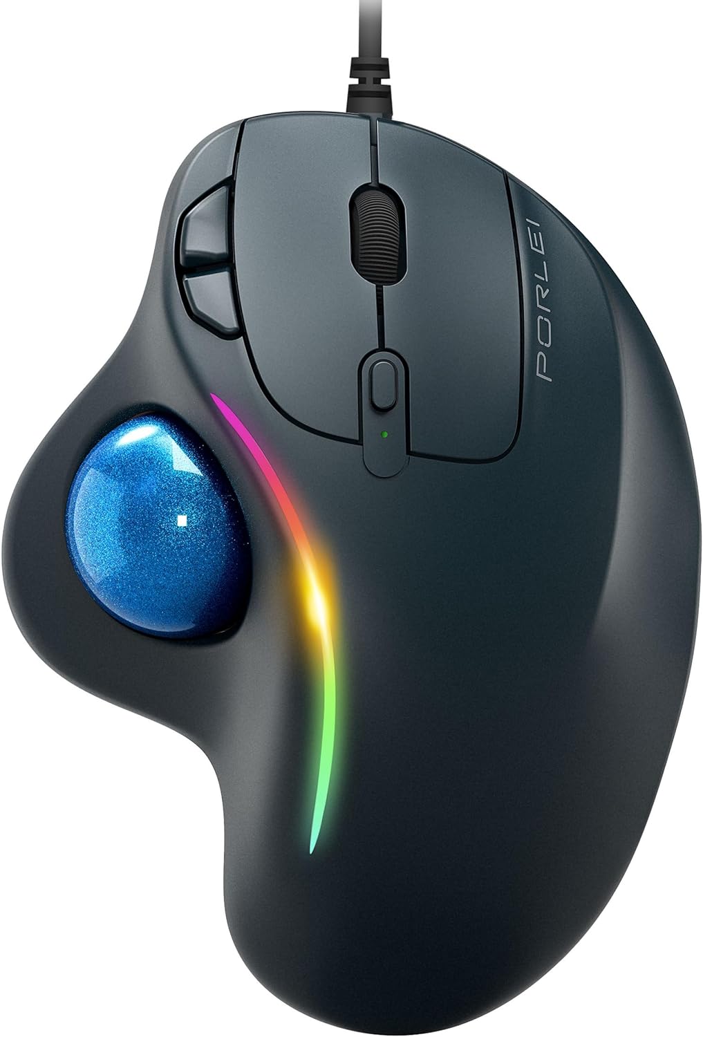 Trackball Mouse Wired, Ergonomic Comfort Design Reduces Muscle Strain, USB Plug&Play, Easy Thumb Control, Precision Tracking with 5 Adjustable DPI, RGB Rollerball Mouse Compatible for PC, Mac, Windows-0