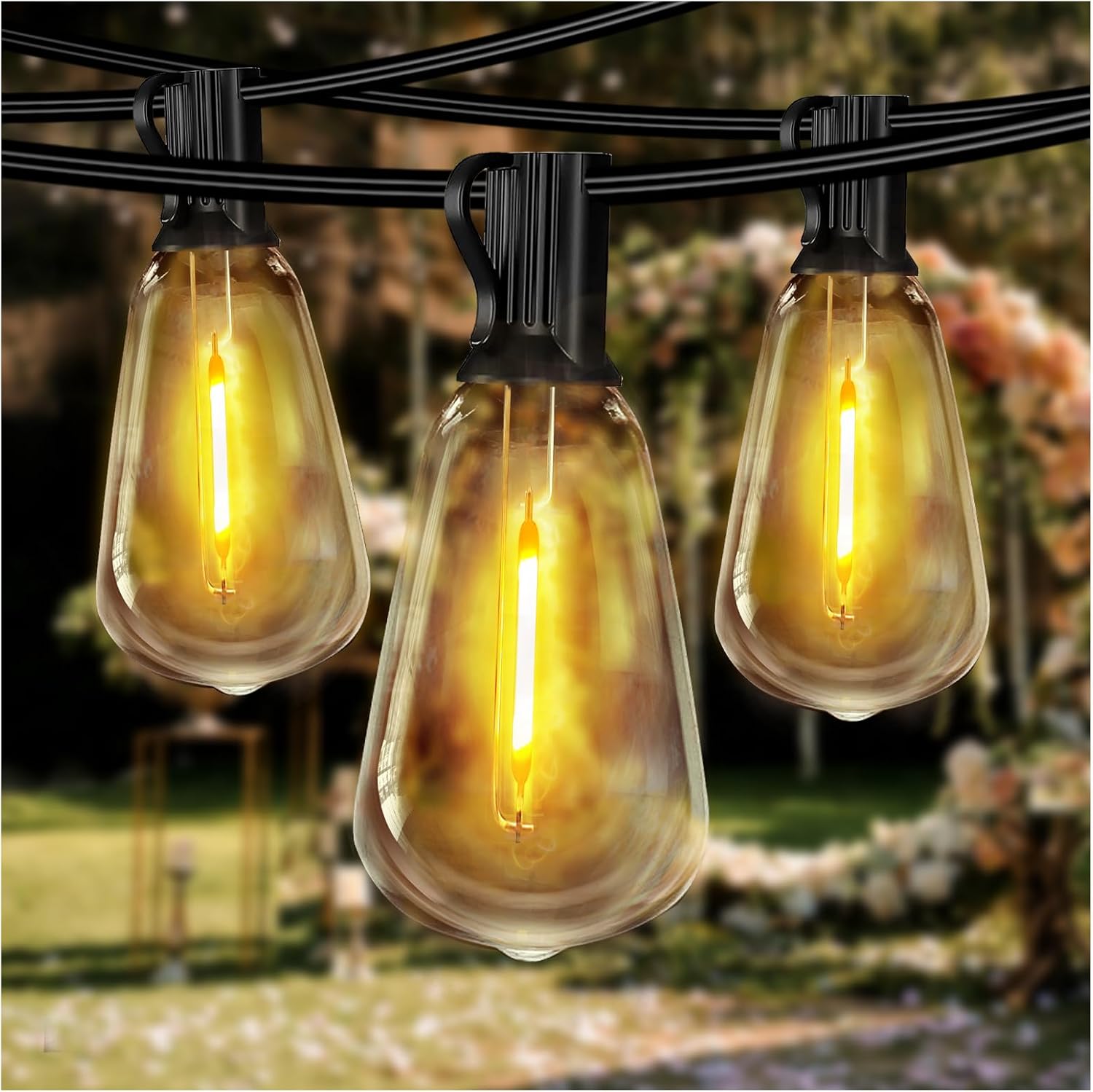 DAYBETTER Outdoor String Lights100FT Waterproof LED Edison Outside Lights, 2200K 34 Shatterproof ST38 Bulbs(+1 Spare), Hanging Umbrella Lights for Garden Camping Patio Porch Backyard Deck Balcony-0