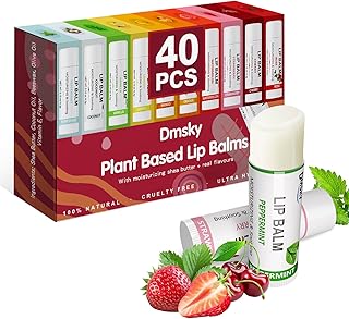 Dmsky Lip Balm Bulk, Fruit Lip Balm Variety Pack, Hydrating Lip Balm for Men Women Kids, 0.15 Oz, 40 count (Pack of 1)…