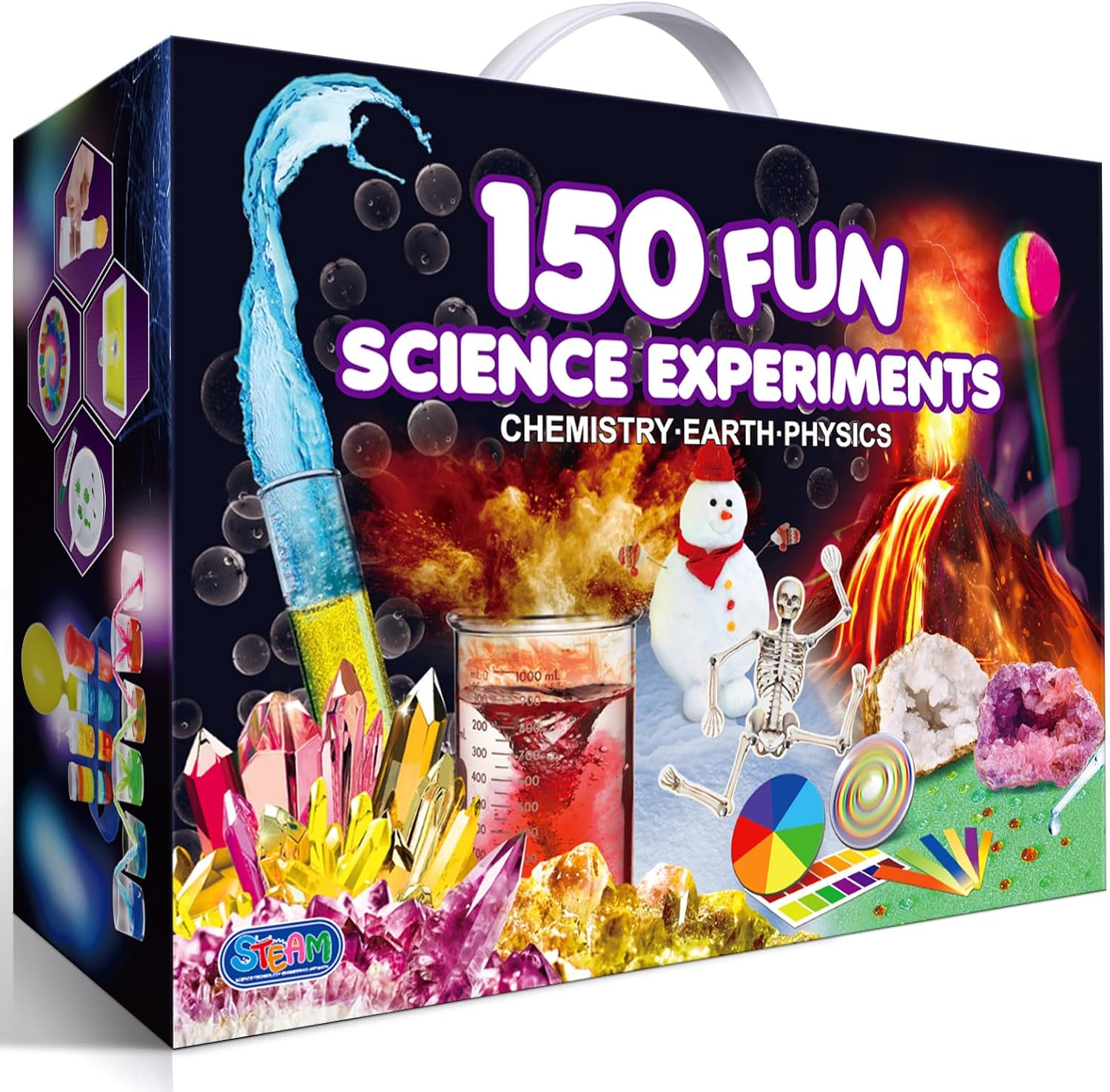 UNGLINGA 150 Experiments Science Kits for Kids Boys Girls, Scientific Toys Gifts Ideas Birthday Christmas, S.T.E.M Project Chemistry Break Geodes, Volcano, Physics Educational Activities-0