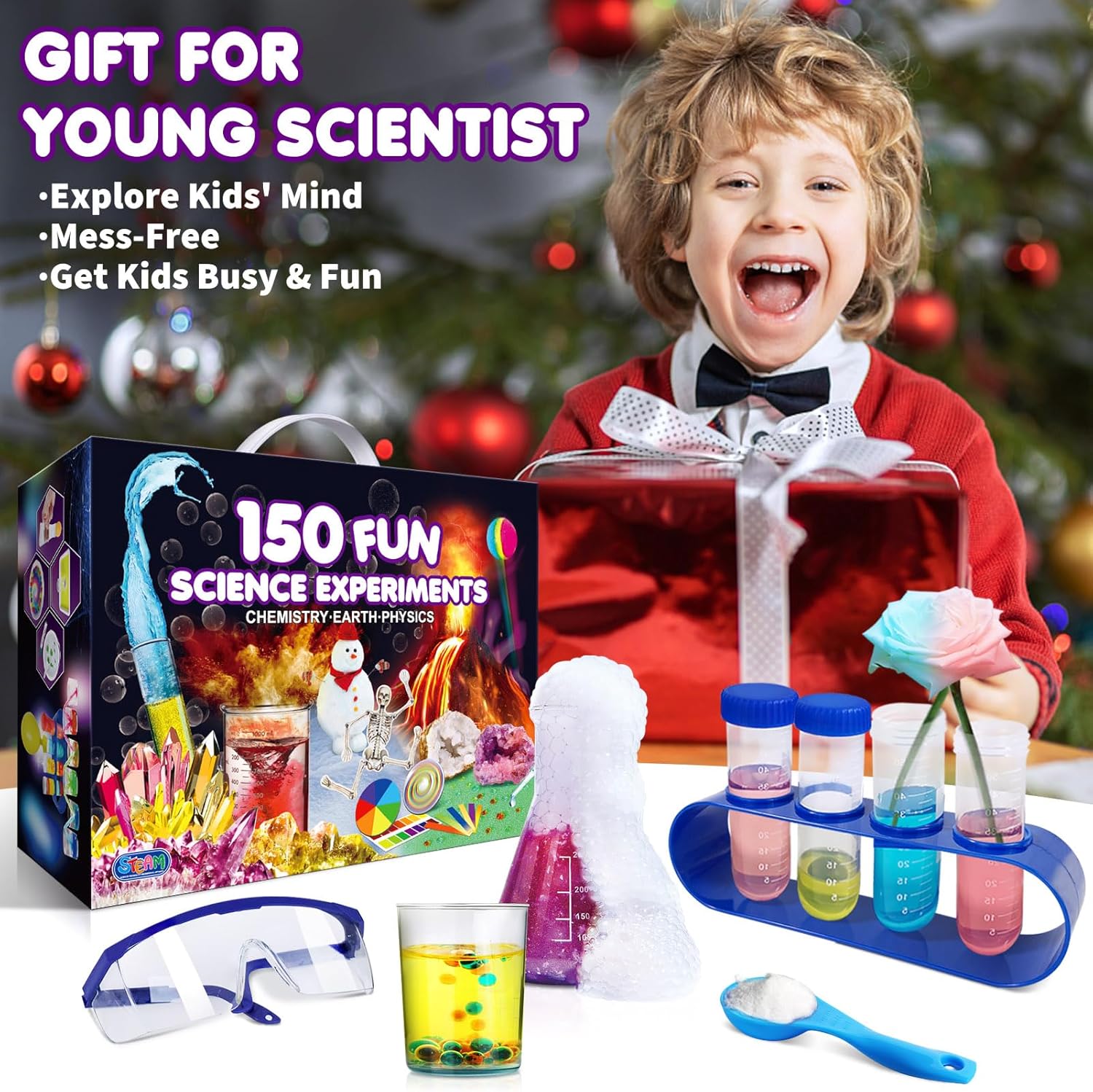 UNGLINGA 150 Experiments Science Kits for Kids Boys Girls, Scientific Toys Gifts Ideas Birthday Christmas, S.T.E.M Project Chemistry Break Geodes, Volcano, Physics Educational Activities-5