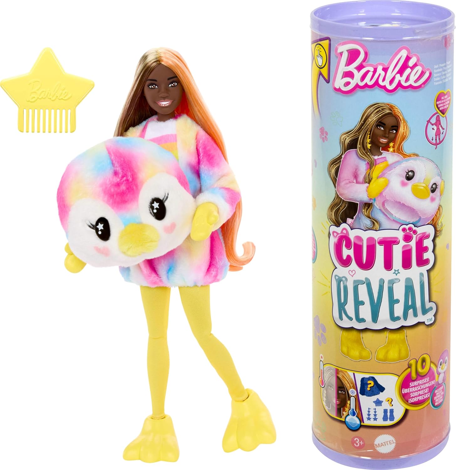 Barbie Cutie Reveal Doll & Accessories, Color Dream Series, Tie-Dyed Penguin Costume & 10 Surprises Including Color Change-0