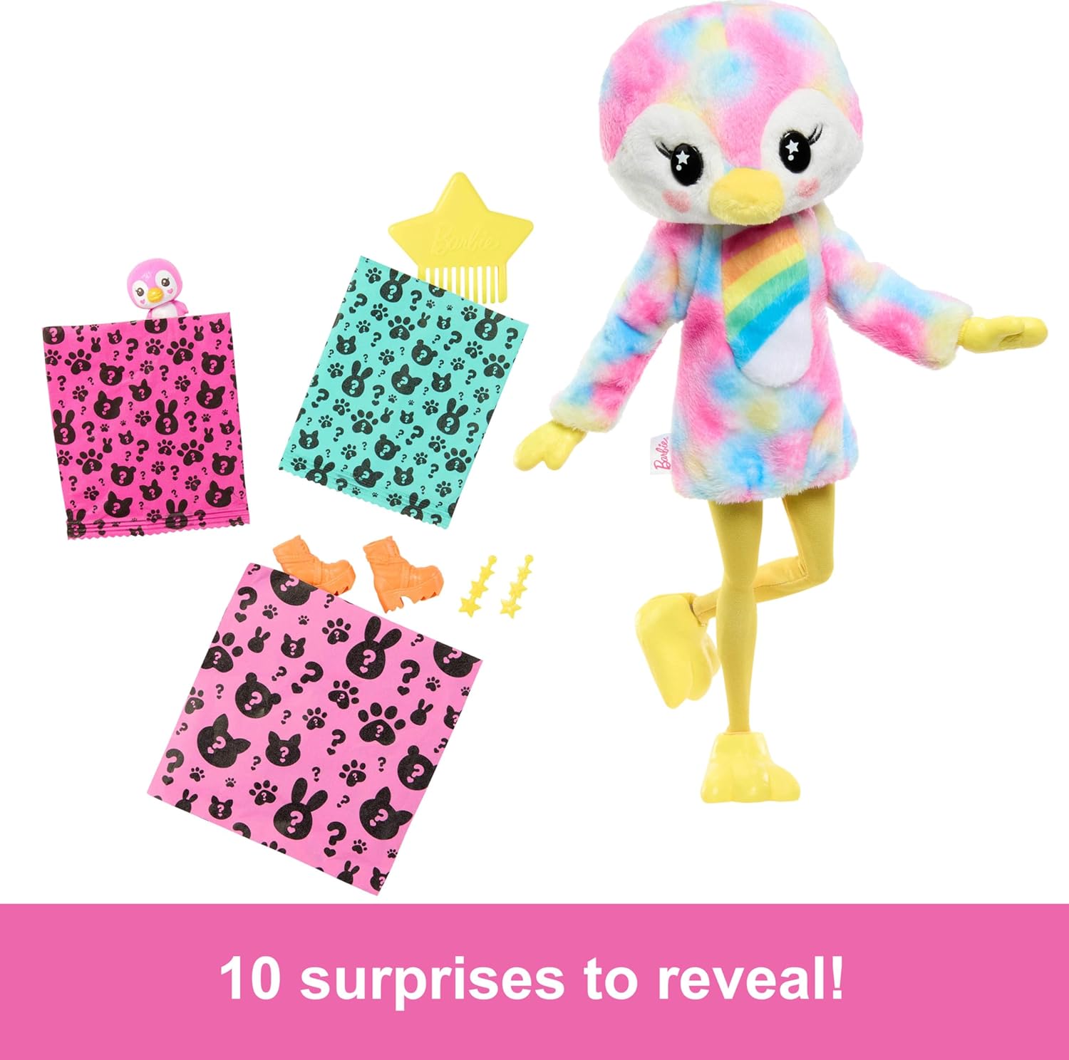 Barbie Cutie Reveal Doll & Accessories, Color Dream Series, Tie-Dyed Penguin Costume & 10 Surprises Including Color Change-2