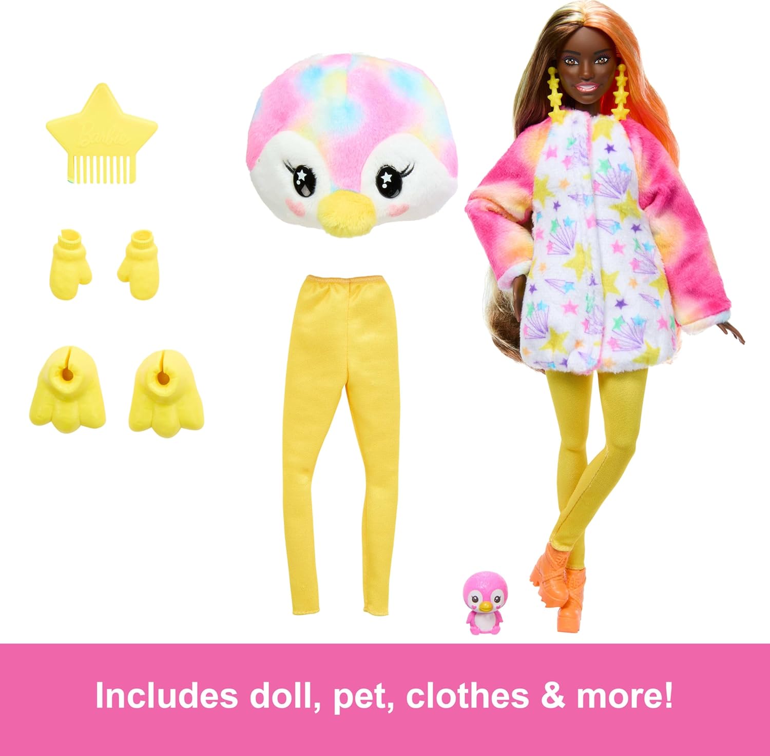 Barbie Cutie Reveal Doll & Accessories, Color Dream Series, Tie-Dyed Penguin Costume & 10 Surprises Including Color Change-4