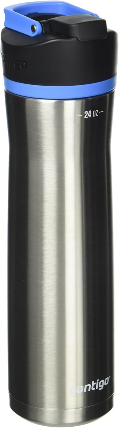 Contigo Cortland Water Bottle, 24 oz, Stainless Steel, Stainless Steel w/Blue Poppy-0