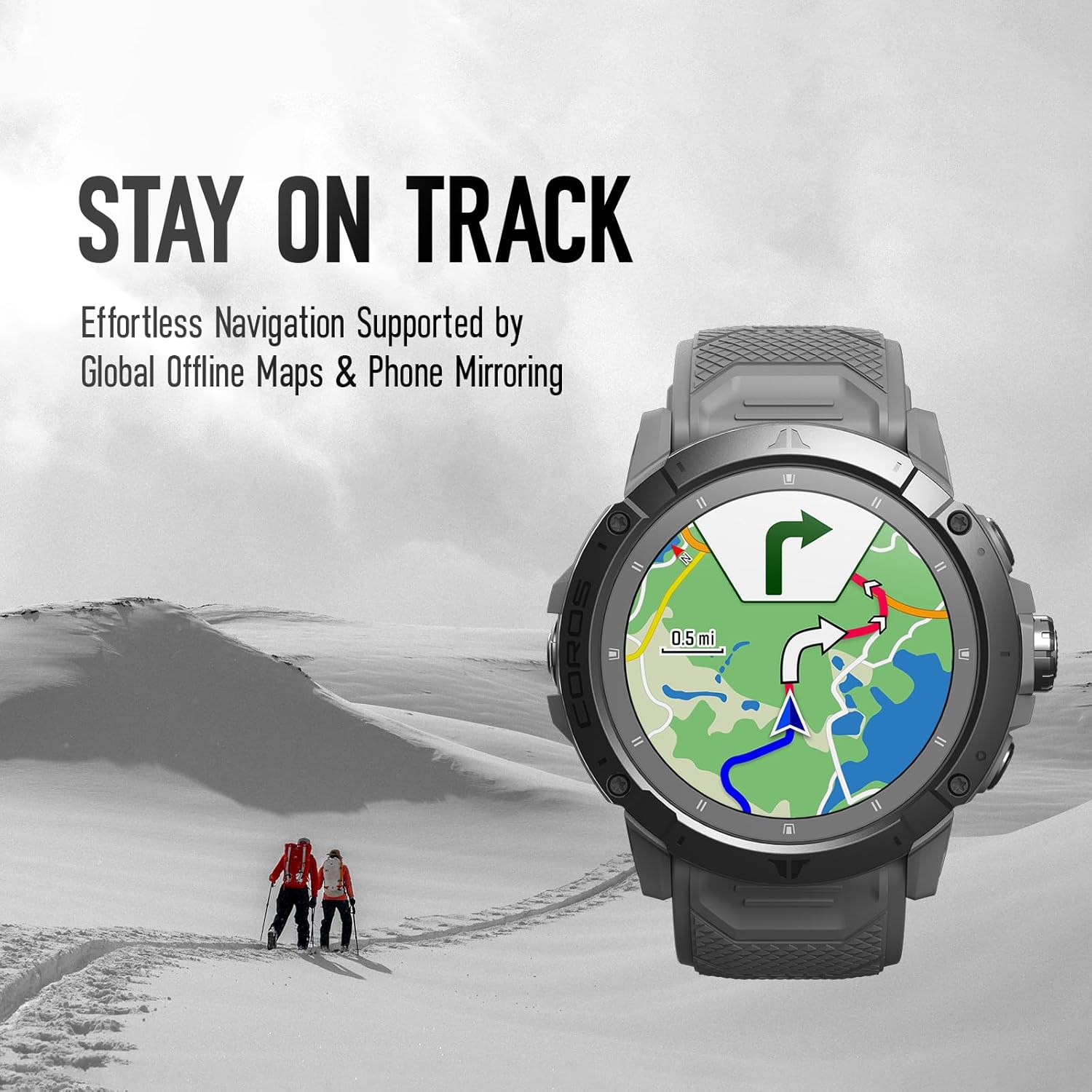 COROS VERTIX 2S Adventure GPS Watch, 40 Days Battery Life, GPS Navigation with Global Offline Maps, Route Planner, Heart Rate Monitor, Rock Climbing, Skiing, Running, Biking - Moon Silver-4