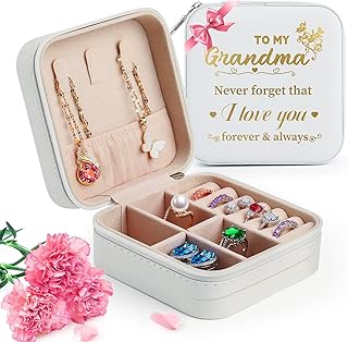 Winzwon Christmas Gifts for Grandma Nana Travel Jewelry Case Birthday Gifts for Granny from Grandkid Grandchildren Travel Accessores Jewelry Box Personalised Presents for Granparent Mothers Day