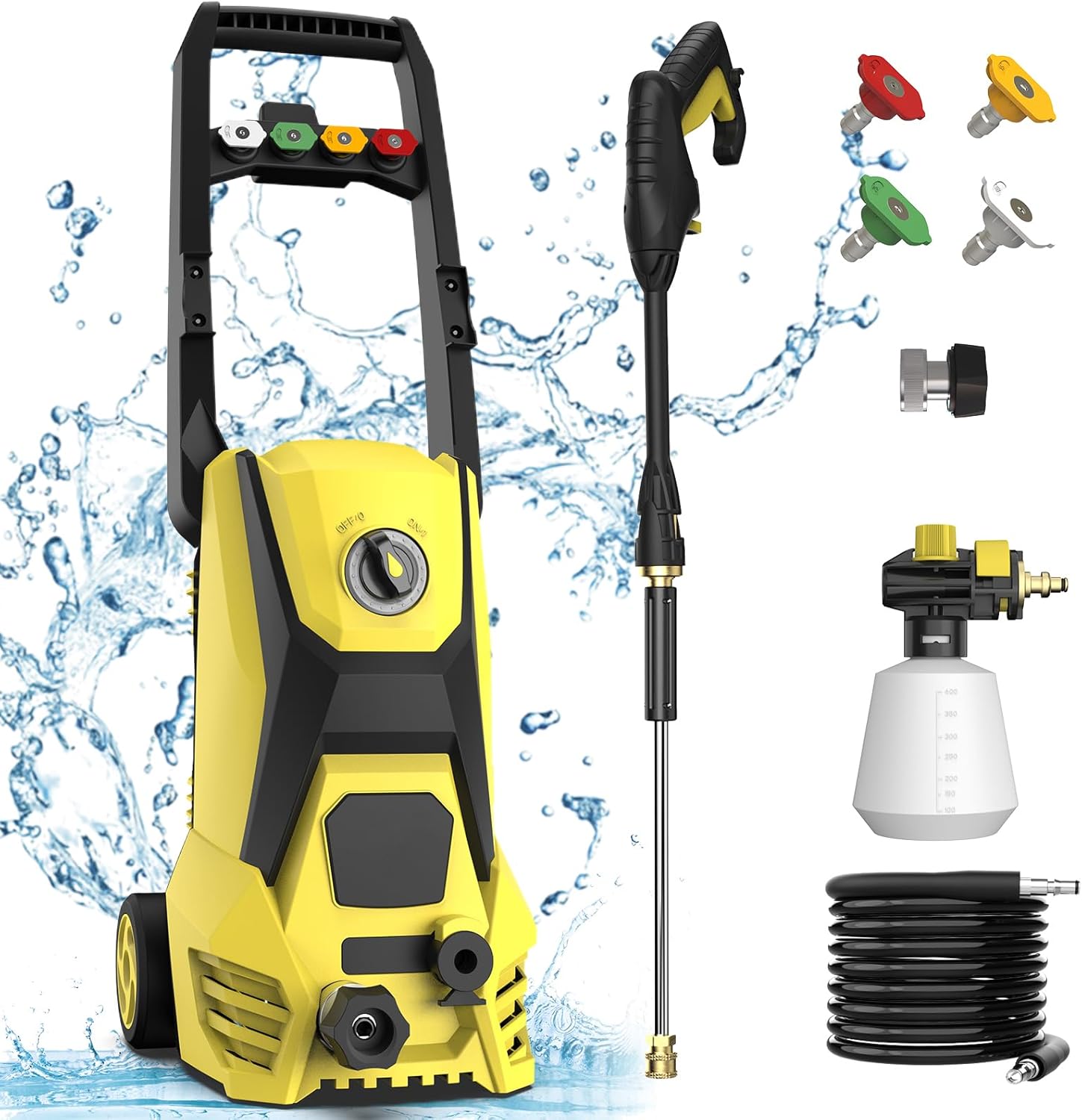 Electric Pressure Washer - 4200PSI Electric Power Washer with 20FT Hose, 35FT Power Cord, 4 Nozzles, High Pressure Washer for Cars, Fences, Patios, Driveways-0