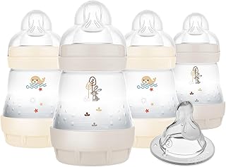 MAM Easy Start Anti-Colic Baby Bottle 5 oz, Slow Flow, Breastfeeding-Like Silicone Nipple Bottle, Reduces Colic, Gas, & Reflux, Easy-to-Clean, BPA-Free, Vented Baby Bottles for Newborns, 0-3 Months