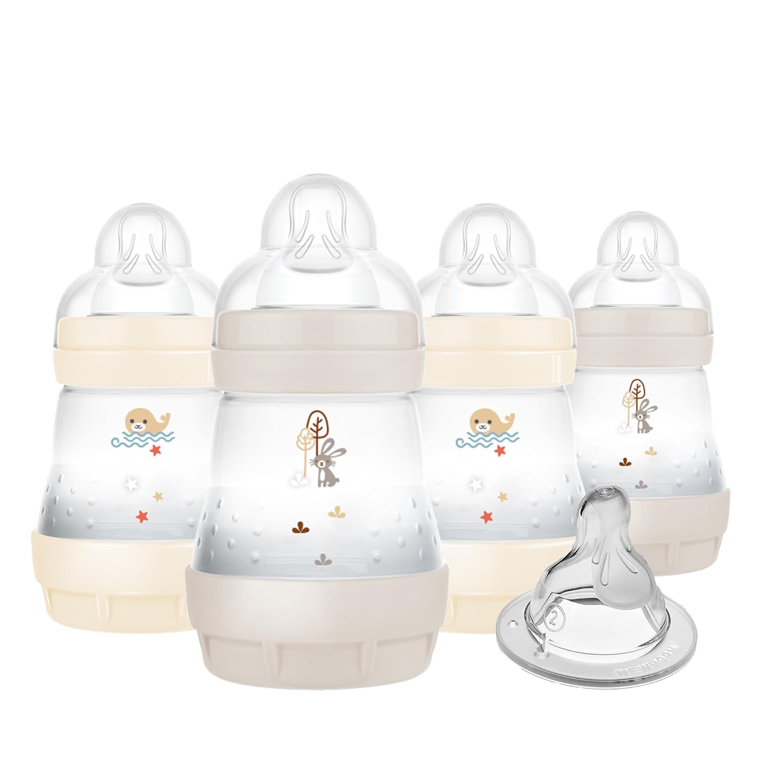 MAM Easy Start Anti-Colic Baby Bottle 5 oz, Slow Flow, Breastfeeding-Like Silicone Nipple Bottle, Reduces Colic, Gas, & Reflux, Easy-to-Clean, BPA-Free, Vented Baby Bottles for Newborns, 0-3 Months-0