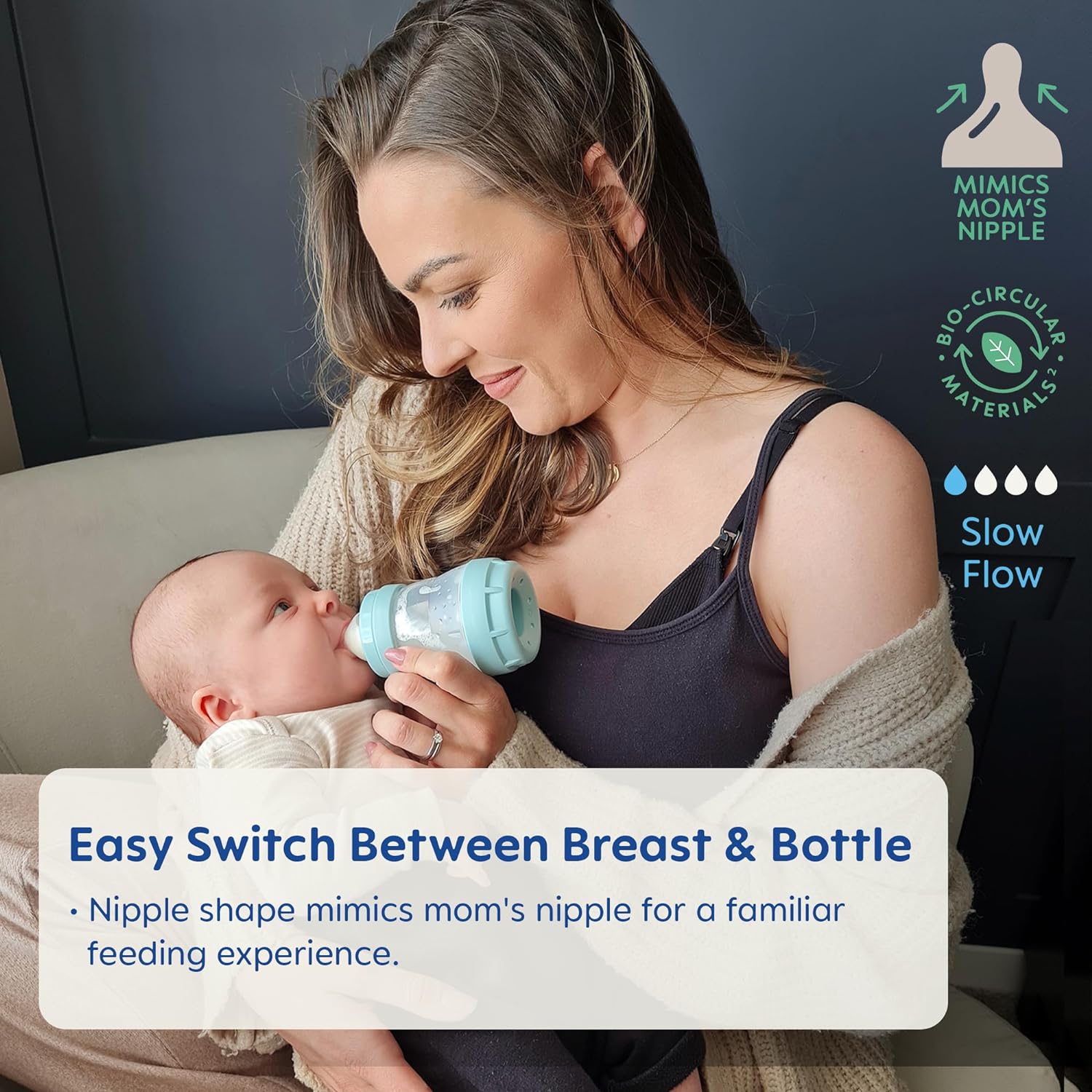 MAM Easy Start Anti-Colic Baby Bottle 5 oz, Slow Flow, Breastfeeding-Like Silicone Nipple Bottle, Reduces Colic, Gas, & Reflux, Easy-to-Clean, BPA-Free, Vented Baby Bottles for Newborns, 0-3 Months-3